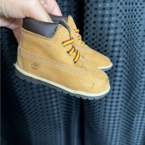 Timberland Kids Brown Boots with Yellow Accents